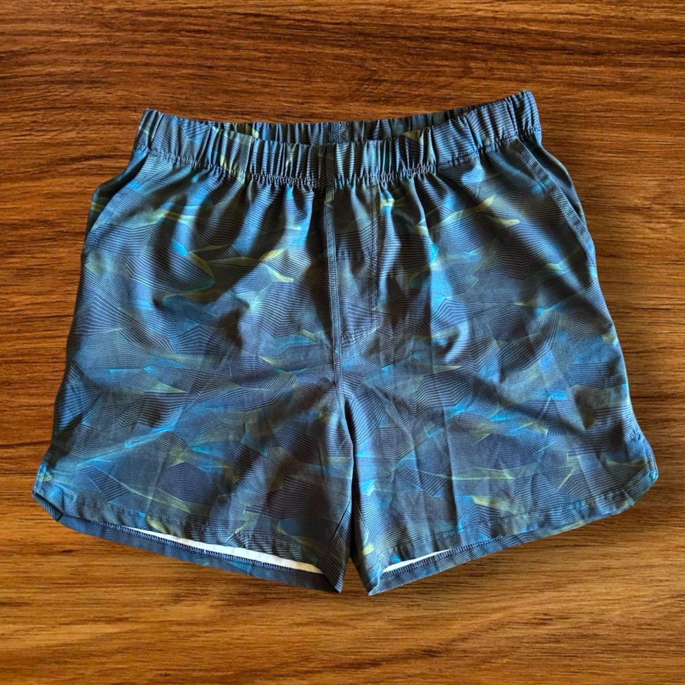 Hylete Blue and Green Quad-Cut Shorts
